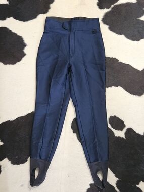 Vintage 1980s SCHOELLER High-Rise Navy Stirrup SKI Pants SMALL